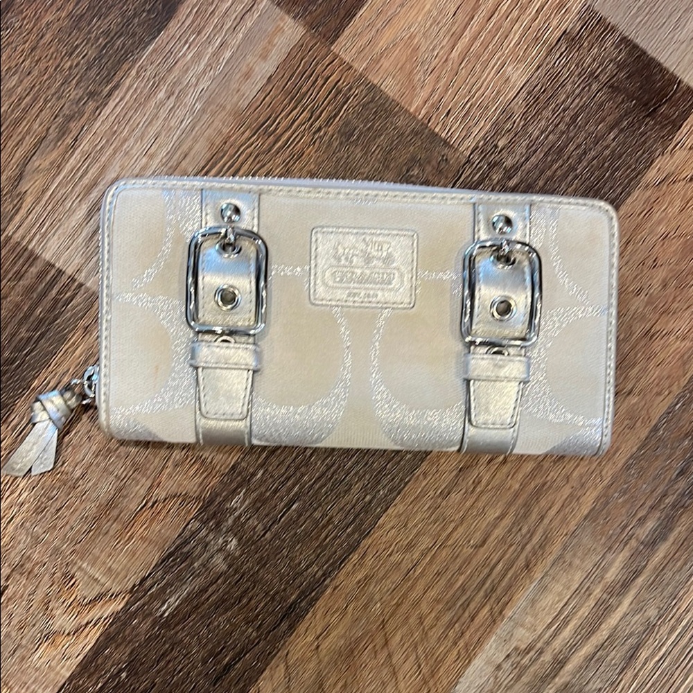 Coach Silver and Cream Wallet